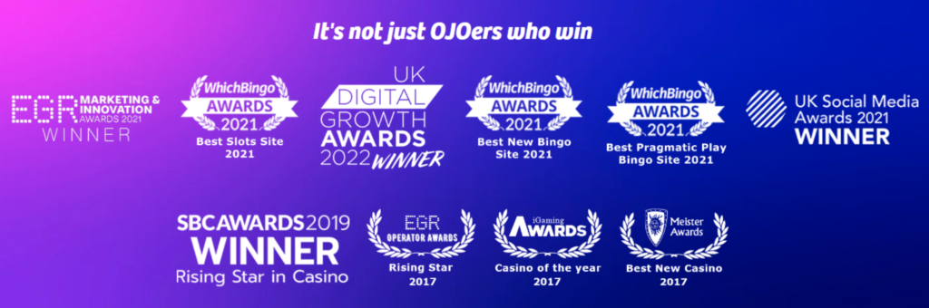 プレイオジョはイギリスでNo1のオンラインカジノ（受賞歴）